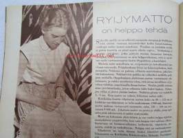 Kotiliesi 1954 nr 20 -mm. Ruusupapu, Ryijymatto, Ann-Mari Grönvik koti takan äärellä, Kätilöopisto, Sukaatti, Omenalotta, Omena-kurpitsamarmelaadi, Katso