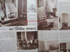 Kotiliesi 1954 nr 20 -mm. Ruusupapu, Ryijymatto, Ann-Mari Grönvik koti takan äärellä, Kätilöopisto, Sukaatti, Omenalotta, Omena-kurpitsamarmelaadi, Katso