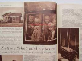 Kotiliesi 1954 nr 20 -mm. Ruusupapu, Ryijymatto, Ann-Mari Grönvik koti takan äärellä, Kätilöopisto, Sukaatti, Omenalotta, Omena-kurpitsamarmelaadi, Katso