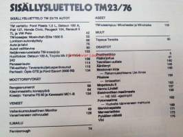 Tekniikan Maailma 1976 nr 23 Suuri autonumero, sis. mm. seur. artikkelit / kuvat / mainokset; Vertailussa Fiesta - Honda - Fiat - Renault - VW - Peugeot - Datsun,