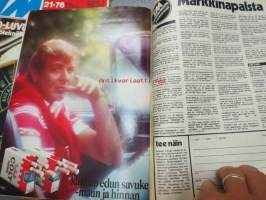 Tekniikan Maailma 1976 nr 23 Suuri autonumero, sis. mm. seur. artikkelit / kuvat / mainokset; Vertailussa Fiesta - Honda - Fiat - Renault - VW - Peugeot - Datsun,