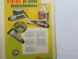 Kotiliesi 1952 nr 16 -mm. Elokuun antia Viinimarjajuoma, Vadelma ja viinimarjapaistos, Kesävanukas, Turun Mamman etikkakurkkuja, Oletko toinen nainen, Naistenkylä
