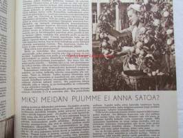 Kotiliesi 1952 nr 16 -mm. Elokuun antia Viinimarjajuoma, Vadelma ja viinimarjapaistos, Kesävanukas, Turun Mamman etikkakurkkuja, Oletko toinen nainen, Naistenkylä