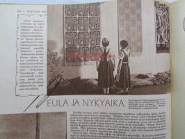 Kotiliesi 1952 nr 16 -mm. Elokuun antia Viinimarjajuoma, Vadelma ja viinimarjapaistos, Kesävanukas, Turun Mamman etikkakurkkuja, Oletko toinen nainen, Naistenkylä