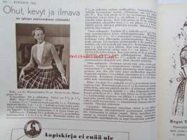 Kotiliesi 1952 nr 16 -mm. Elokuun antia Viinimarjajuoma, Vadelma ja viinimarjapaistos, Kesävanukas, Turun Mamman etikkakurkkuja, Oletko toinen nainen, Naistenkylä