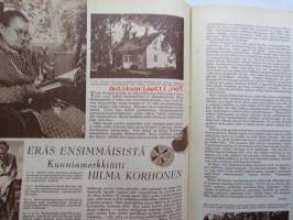 Kotiliesi 1952 nr 17 -mm. Hilma Korhonen  (Anjalan Muhniemi ) esitellään. Puuratarhapolku ja porras, Sisustuksen aakkoset, Painekeitin