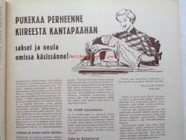 Kotiliesi 1952 nr 18 syyskuu  -mm. Osastopäälikkö Kuusisto Anna järkesi silittää, runsaasti sisustuskuvia,  Hilda Suurnäkki esitellään.