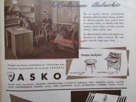 Kotiliesi 1952 nr 19, 2.10.1952, Takapihan vilkasta elämää, Sampo Lahtela Juokseeko taskuraha itsestään Gallup 72 pojasta, Sairaanhoitaja Aino Durchman, Munacurry...