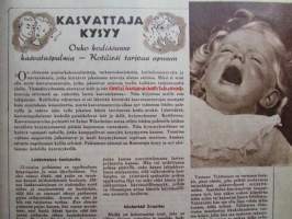 Kotiliesi 1952 nr 19, 2.10.1952, Takapihan vilkasta elämää, Sampo Lahtela Juokseeko taskuraha itsestään Gallup 72 pojasta, Sairaanhoitaja Aino Durchman, Munacurry...