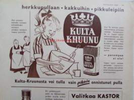 Kotiliesi 1958 nr 18 Kesäkuu 1958, Kansikuva Suomen lipun nosto, Kotipiha levon leikin ja työn paikka, Vene kesämökille, Koteja palveleva suuropisto ja Auli Tare