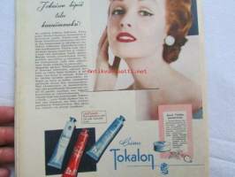 Kotiliesi 1955 nr 4 -mm. helmikuu Kansallispuku ajaton muoti, Talousneuvos Martta Kuusela, Piimäpiirakat, Katso kuvista tarkemmin sisällys ja mainoksia.