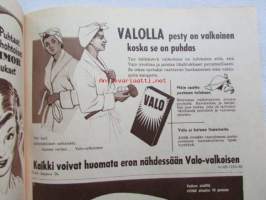 Kotiliesi 1955 nr 4 -mm. helmikuu Kansallispuku ajaton muoti, Talousneuvos Martta Kuusela, Piimäpiirakat, Katso kuvista tarkemmin sisällys ja mainoksia.