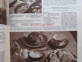 Kotiliesi 1955 nr 4 -mm. helmikuu Kansallispuku ajaton muoti, Talousneuvos Martta Kuusela, Piimäpiirakat, Katso kuvista tarkemmin sisällys ja mainoksia.