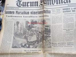 Turun Sanomat 5.2.1951, sis. mm. seur. artikkelit / otsikot / kuvat;  Suomen Marsalkan viimeinen matka - Unohtumaton kansallinen surujuhla - Unohtumaton surujuhla