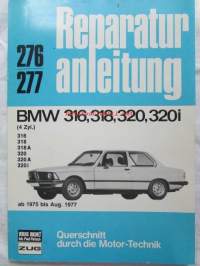 BMW Reparatur anleitung 316, 318, 320, 320i 4-zyl. ab 1975 bis Aug. 1977, Querschnitt durch die Motor-Technik -Korjaamokirja 1975-77 malleihin, Katso kuvista