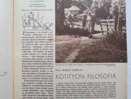 Kotiliesi 1953 nr 13-14 heinäkuu -mm. Kesäloman leikkitoverit, Hellin Mustala piha kukkii koko kesän, Elisabeth II Kruunausvuoden englantilainen nainen,