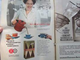 Kotiliesi 1963 nr 12 -mm. Ulkomaalainen vieras, Sauna Sipoossa, Kekseliään emännän koti, Kesäperinne, Jalkinesäilytys, Tarkastele kuvista tarkemmin sisältöä.