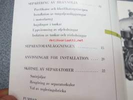 Alfa-Laval - Separering av oljor för marina ändamål -öljyjen separointi, laivoja koskevaa teknistä tietoa ym.