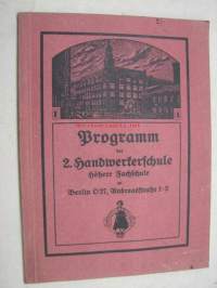 Programm der 2. Handwerkerschule (höhere Fachschule)