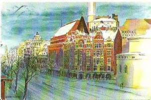 Wulffin kulma  Helsinki, postikortti  - paikkakuntakortti kulkenut merkki pois