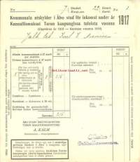 Kunnallismaksut Turun kaupungissa tuloista vuonna 1917 - Jalk tek Karl Nieminen