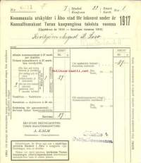 Kunnallismaksut Turun kaupungissa tuloista vuonna 1917 - Kivityöm August K Salo