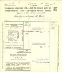 Kunnallismaksut Turun kaupungissa tuloista vuonna 1917 - Kivityöm August K Salo