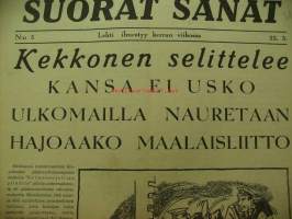 Suorat sanat : riippumaton isänmaallinen lehti 1955 nr 5 - Kekkonen selittelee, 3. ja 4. maailmansota välttämättömät, maaltapako, olut vapaaseen myyntiin