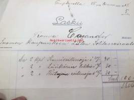 Rouva Cajander (Merikarvian sairastupa) Maksava Suomen Kaupunkien Liiton Sotilassairaaloille... 25.1.1918, venäjänkielinen leima punamusteella, jossa teksti;
