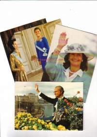 Erä postikortteja (kulkeneita) Ruotsin kuninkaallisista