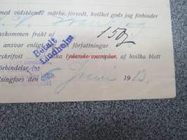Labor / fartyget &quot;Helsingfors&quot;, 6.6.1913 -konossomentti / laivarahtikirja