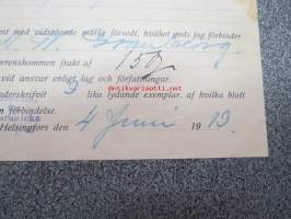 Labor / fartyget &quot;Helsingfors&quot;, 4.6.1913 -konossomentti / laivarahtikirja