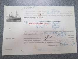 Baltic Company Ltd A-B / fartyget &quot;Borgå&quot;, 8.11.1913 -konossomentti / laivarahtikirja