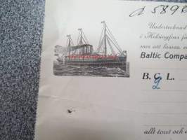 Baltic Company Ltd A-B / fartyget &quot;Borgå&quot;, 8.11.1913 -konossomentti / laivarahtikirja