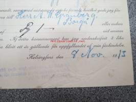 Baltic Company Ltd A-B / fartyget &quot;Borgå&quot;, 8.11.1913 -konossomentti / laivarahtikirja