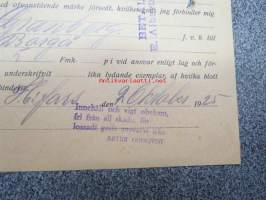Oscar Tanner / fartyget &quot;Borgå&quot;, 2.10.1925 -konossomentti / laivarahtikirja