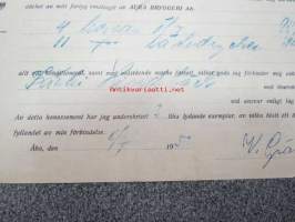 Aura Bryggeri Ab / fartyget &quot;Fenno&quot;, 8.7.1950 -konossomentti / laivarahtikirja