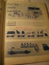 Kotiliesi 1958 nr 19 -mm. Kankaanpainantaa lehtien ja oksien avulla, Talousopettaja Lammasta kasvisten kumppanian, Tee itse lapsillesi lasten kammarin puuesineet,