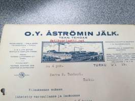 Oy Åströmin jälk. Teknillinen tehdas, Turku 2.1.1929 -asiakirja