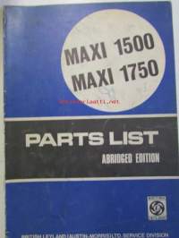 British Leyland Austin Maxi 1500 / 1750 Parts List abridged edition 1  AKD 5336 Edition 1 - varaosaluettelo, Katso kuvista tarkempi sisältö