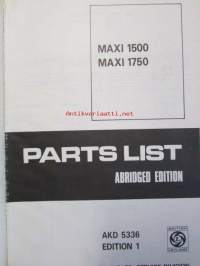 British Leyland Austin Maxi 1500 / 1750 Parts List abridged edition 1  AKD 5336 Edition 1 - varaosaluettelo, Katso kuvista tarkempi sisältö