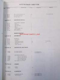 British Leyland Austin Maxi 1500 / 1750 Parts List abridged edition 1  AKD 5336 Edition 1 - varaosaluettelo, Katso kuvista tarkempi sisältö