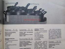 Kotiliesi 1970 nr 23 -mm. Terveyttä Mielenrauhaa Onnellisuutta Jooga, Töysän peruskoulukokeilu, Saab-Valmet Uusikaupunki uudessa ajassa, Joulu alkaa