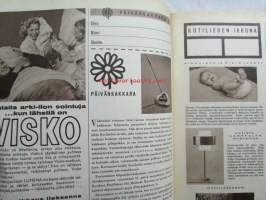 Kotiliesi 1964 nr 1 -mm. Lapsi liikenteessä, Tilkkutäkin valmistus ohjeet, Lena Larsson ja lasten maailma -artikkeli sis. puisen jakkaran teko-ohjeet.