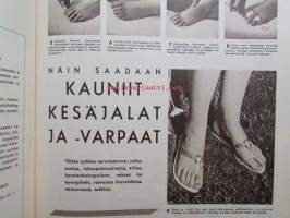 Kotiliesi 1964 nr 11 -mm. Kauniit kesäjalat ja -varpaat, Napit ja näpinlävet, Maatilan kylmäsäilytyshuone, Käytännön kaloritaulukko, Maalaistalon puutarha,