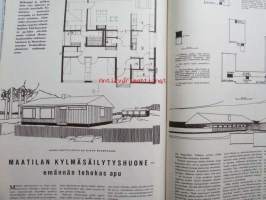 Kotiliesi 1964 nr 11 -mm. Kauniit kesäjalat ja -varpaat, Napit ja näpinlävet, Maatilan kylmäsäilytyshuone, Käytännön kaloritaulukko, Maalaistalon puutarha,