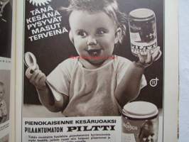 Kotiliesi 1964 nr 12 -mm. Hienoja löytöjä pienpuutarhoista, Rantalaukkuja, Runollinen ja rauhoittava soutuvene, Suggestiolla ja yhteistyöllä selviämme