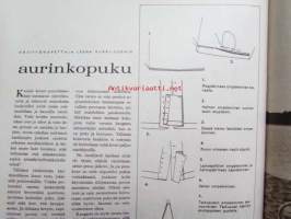 Kotiliesi 1964 nr 12 -mm. Hienoja löytöjä pienpuutarhoista, Rantalaukkuja, Runollinen ja rauhoittava soutuvene, Suggestiolla ja yhteistyöllä selviämme