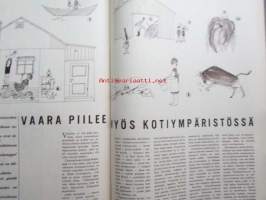 Kotiliesi 1964 nr 12 -mm. Hienoja löytöjä pienpuutarhoista, Rantalaukkuja, Runollinen ja rauhoittava soutuvene, Suggestiolla ja yhteistyöllä selviämme