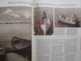 Kotiliesi 1964 nr 12 -mm. Hienoja löytöjä pienpuutarhoista, Rantalaukkuja, Runollinen ja rauhoittava soutuvene, Suggestiolla ja yhteistyöllä selviämme